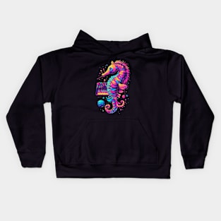 Synthwave Seahorse Serenade Kids Hoodie